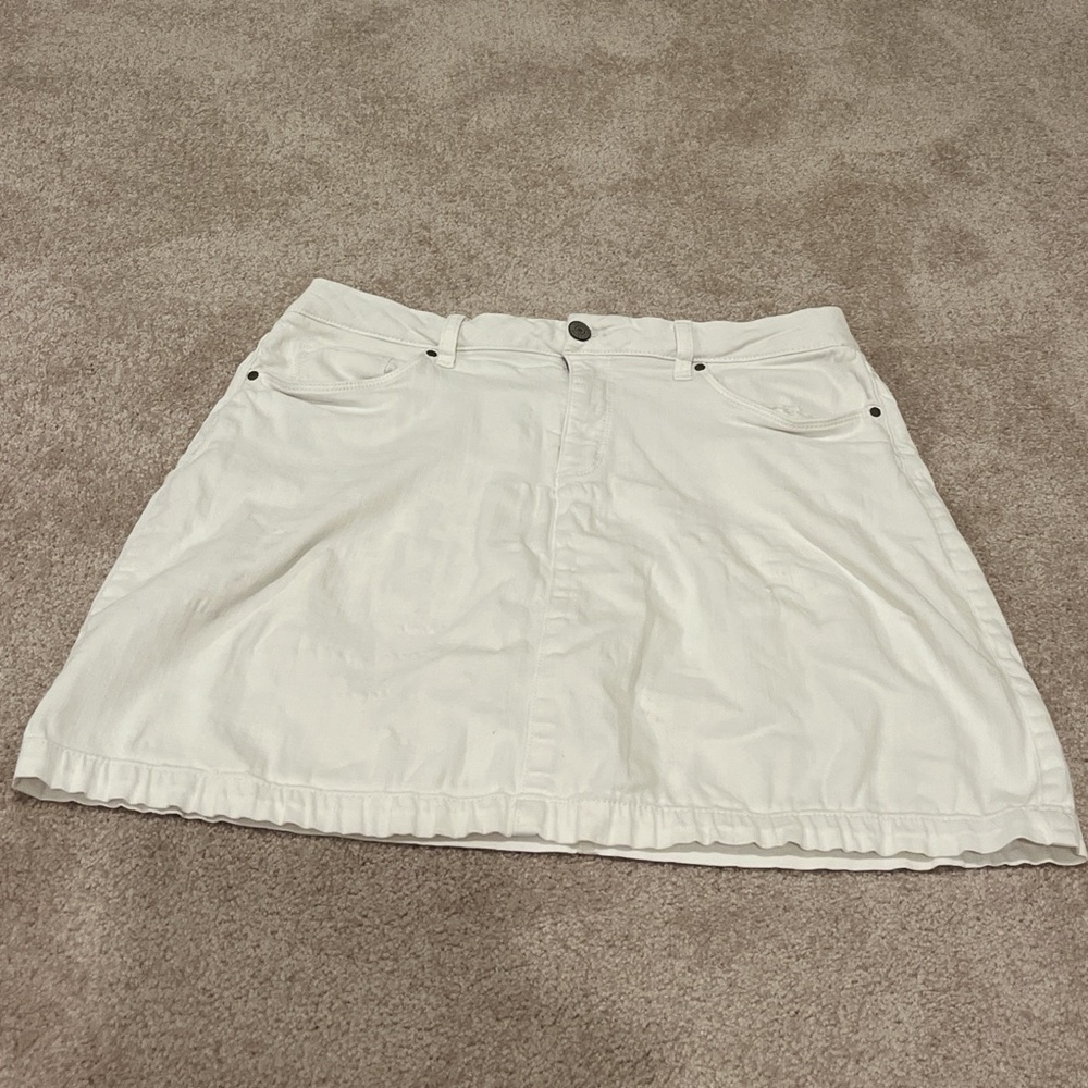 Classic White Denim Skirt with Shorts